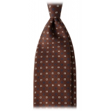 Viola Milano - Mixed Floral 3-Fold Handprinted Selftipped Silk Tie - Brown - Handmade in Italy - Luxury Exclusive Collection