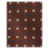 Viola Milano - Mixed Floral 3-Fold Handprinted Selftipped Silk Tie - Brown - Handmade in Italy - Luxury Exclusive Collection