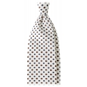 Viola Milano - Mixed Floral 3-Fold Handprinted Untipped Silk Tie - White - Handmade in Italy - Luxury Exclusive Collection