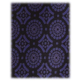 Viola Milano - Mosaic Pattern Handprinted Selftipped Silk Tie - Deep Purple - Handmade in Italy - Luxury Exclusive Collection