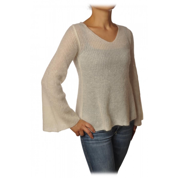 Dondup - Knitted Yarn Sweater with Flared Sleeve - Cream - Knitwear - Luxury Exclusive Collection