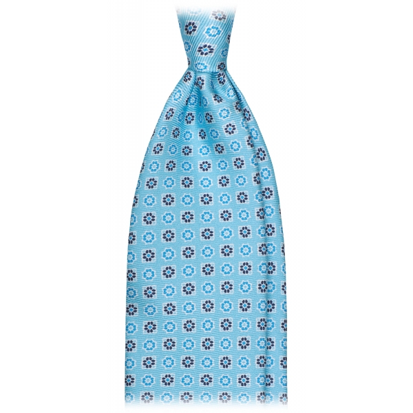 Viola Milano - Mix Floral Selftipped Silk Tie - Light Blue - Handmade in Italy - Luxury Exclusive Collection