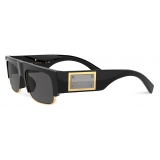 Dolce & Gabbana - Occhiale da Sole Logo Plaque - Nero Grigio Scuro - Dolce & Gabbana Eyewear