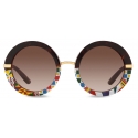 Dolce & Gabbana - Occhiale da Sole Half Print - Havana Oro Marrone - Dolce & Gabbana Eyewear