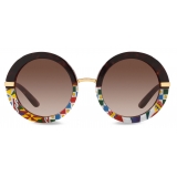 Dolce & Gabbana - Occhiale da Sole Half Print - Havana Oro Marrone - Dolce & Gabbana Eyewear