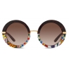 Dolce & Gabbana - Half Print Sunglasses - Havana Gold Brown - Dolce & Gabbana Eyewear