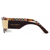 Dolce & Gabbana - Occhiale da Sole Half Print - Havana Marrone Scuro - Dolce & Gabbana Eyewear