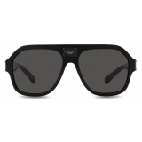 Dolce & Gabbana - Occhiale da Sole DG Plaque - Nero Grigio Scuro - Dolce & Gabbana Eyewear