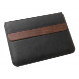 Woodcessories - Noce / Pelle Nera / MacBook Cover - MacBook 15 Pro Ret - Custodia Eco Pouch - Borsa MacBook in Legno