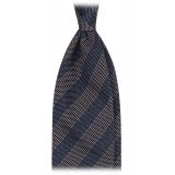 Viola Milano - Mix Melange Stripe 3-Fold Grenadine Tie - Denim Mix - Handmade in Italy - Luxury Exclusive Collection