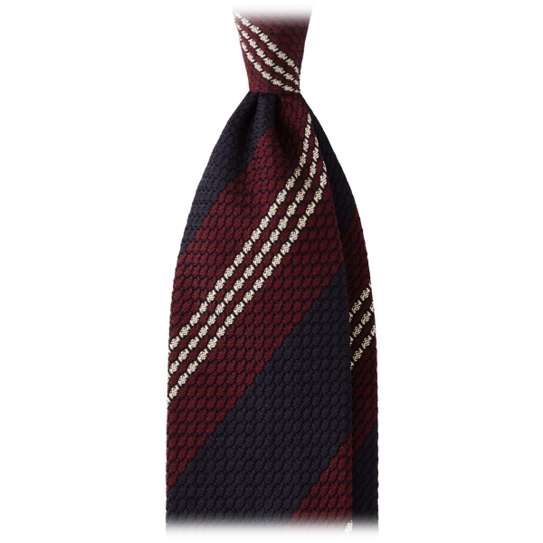 Viola Milano - Mix Stripe 3-Fold Grenadine Tie - Navy/Wine Mix - Handmade in Italy - Luxury Exclusive Collection