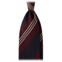 Viola Milano - Mix Stripe 3-Fold Grenadine Tie - Navy/Wine Mix - Handmade in Italy - Luxury Exclusive Collection