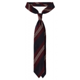 Viola Milano - Mix Stripe 3-Fold Grenadine Tie - Navy/Wine Mix - Handmade in Italy - Luxury Exclusive Collection