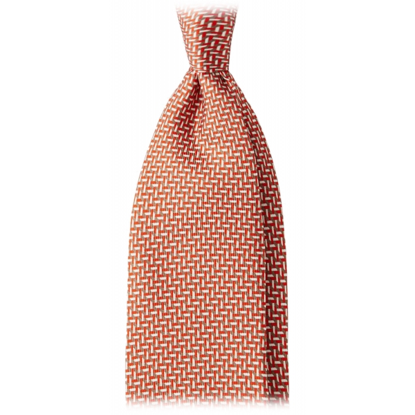 Viola Milano - Mosaic Pattern Selftipped Silk Tie - Orange - Handmade in Italy - Luxury Exclusive Collection