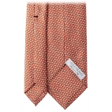 Viola Milano - Mosaic Pattern Selftipped Silk Tie - Orange - Handmade in Italy - Luxury Exclusive Collection