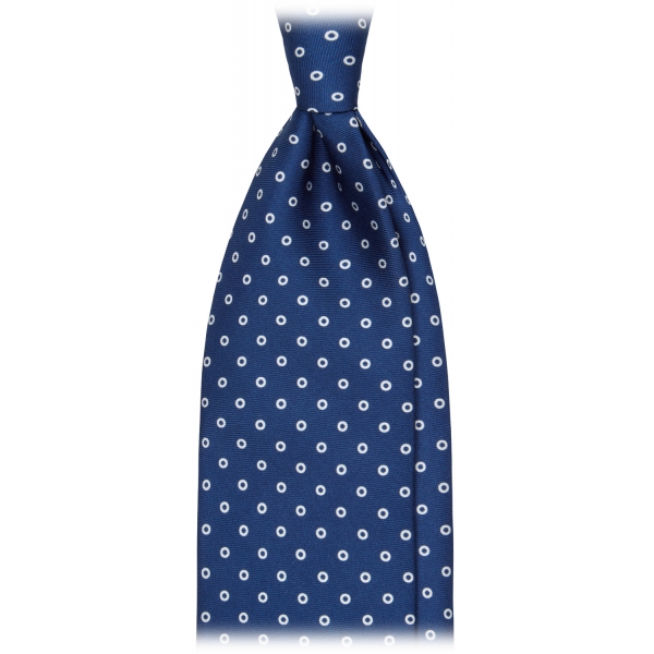 Viola Milano - Multi Circle Selftipped Silk Tie - Navy Blue - Handmade in Italy - Luxury Exclusive Collection