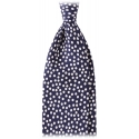 Viola Milano - Multi Dot 3-Fold Handprinted Untipped Silk Tie - Navy/White - Handmade in Italy - Luxury Exclusive Collection