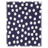 Viola Milano - Multi Dot 3-Fold Handprinted Untipped Silk Tie - Navy/White - Handmade in Italy - Luxury Exclusive Collection