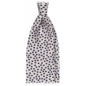 Viola Milano - Multi Dot 3-Fold Handprinted Untipped Silk Tie - White/Navy - Handmade in Italy - Luxury Exclusive Collection