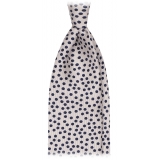 Viola Milano - Multi Dot 3-Fold Handprinted Untipped Silk Tie - White/Navy - Handmade in Italy - Luxury Exclusive Collection