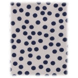 Viola Milano - Multi Dot 3-Fold Handprinted Untipped Silk Tie - White/Navy - Handmade in Italy - Luxury Exclusive Collection