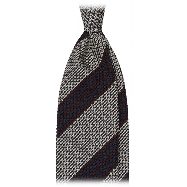 Viola Milano - Multi Stripe 3-Fold Grenadine Tie - Natural Mix - Handmade in Italy - Luxury Exclusive Collection