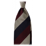 Viola Milano - Multi Stripe 3-Fold Grenadine Tie - Navy Mix - Handmade in Italy - Luxury Exclusive Collection