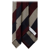 Viola Milano - Multi Stripe 3-Fold Grenadine Tie - Navy Mix - Handmade in Italy - Luxury Exclusive Collection