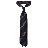 Viola Milano - Multi Stripe 3-Fold Grenadine Tie - Navy/Taupe - Handmade in Italy - Luxury Exclusive Collection