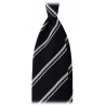 Viola Milano - Multi Stripe 3-Fold Grenadine Tie - Navy/White - Handmade in Italy - Luxury Exclusive Collection