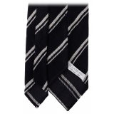 Viola Milano - Multi Stripe 3-Fold Grenadine Tie - Navy/White - Handmade in Italy - Luxury Exclusive Collection