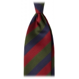 Viola Milano - Multi Stripe Handrolled Woven Silk Jacquard Tie - Verde Mix - Handmade in Italy - Luxury Exclusive Collection