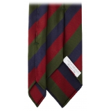 Viola Milano - Multi Stripe Handrolled Woven Silk Jacquard Tie - Verde Mix - Handmade in Italy - Luxury Exclusive Collection