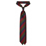 Viola Milano - Multi Stripe Handrolled Woven Silk Jacquard Tie - Verde Mix - Handmade in Italy - Luxury Exclusive Collection