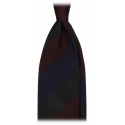 Viola Milano - Multi Stripe Handrolled Woven Silk Tie - Navy/Green Mix - Handmade in Italy - Luxury Exclusive Collection