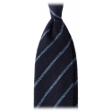 Viola Milano - Multi Stripe Woven Grenadine/Shantung Tie - Navy/Sea - Handmade in Italy - Luxury Exclusive Collection