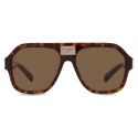 Dolce & Gabbana - DG Plaque Sunglasses - Havana Dark Brown - Dolce & Gabbana Eyewear