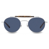 Dolce & Gabbana - Occhiale da Sole Diagonal Cut - Argento Blu Scuro - Dolce & Gabbana Eyewear