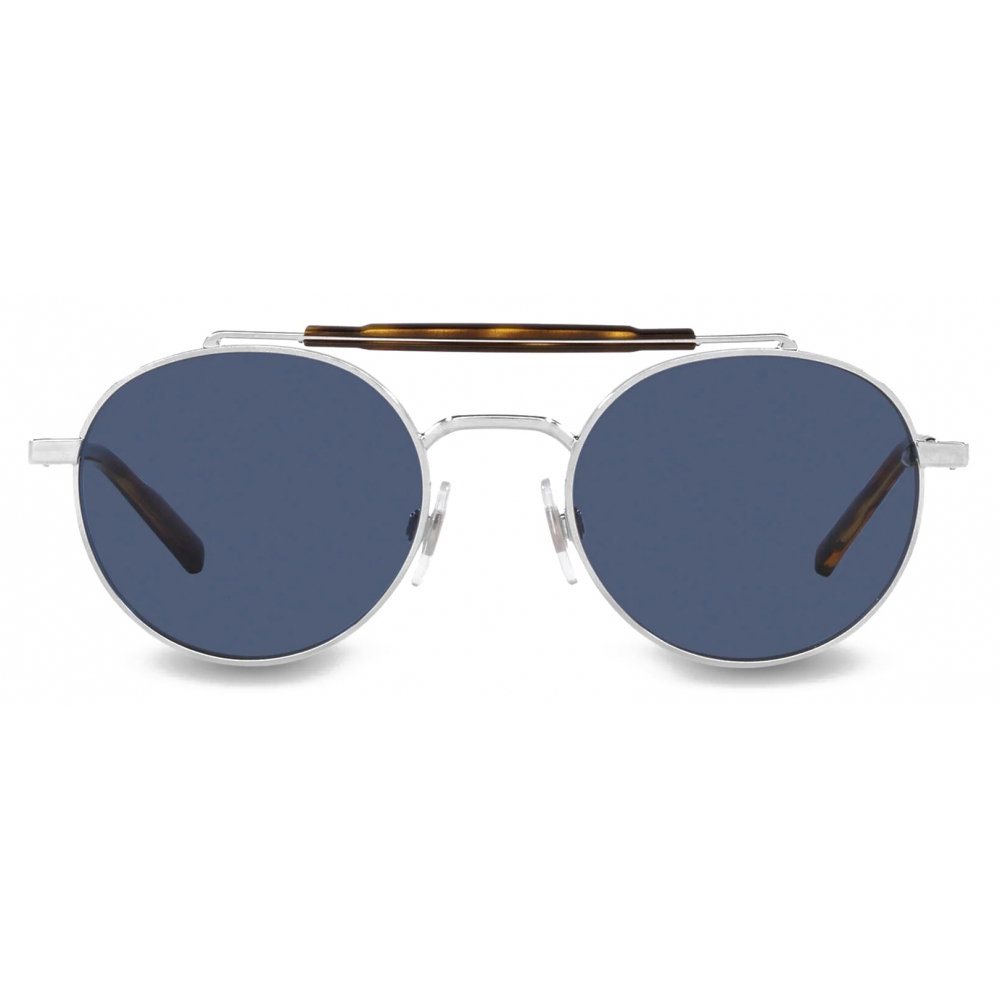 Dolce And Gabbana Diagonal Cut Sunglasses Silver Dark Blue Dolce And Gabbana Eyewear Avvenice 