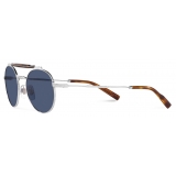 Dolce & Gabbana - Occhiale da Sole Diagonal Cut - Argento Blu Scuro - Dolce & Gabbana Eyewear