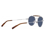 Dolce & Gabbana - Occhiale da Sole Diagonal Cut - Argento Blu Scuro - Dolce & Gabbana Eyewear