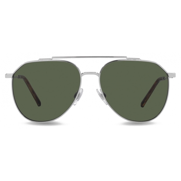 Dolce & Gabbana - Diagonal Cut Sunglasses - Silver Dark Green - Dolce & Gabbana Eyewear