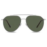 Dolce & Gabbana - Diagonal Cut Sunglasses - Silver Dark Green - Dolce & Gabbana Eyewear