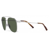 Dolce & Gabbana - Occhiale da Sole Diagonal Cut - Argento Verde Scuro - Dolce & Gabbana Eyewear