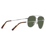 Dolce & Gabbana - Occhiale da Sole Diagonal Cut - Argento Verde Scuro - Dolce & Gabbana Eyewear