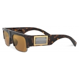 Dolce & Gabbana - Logo Plaque Sunglasses - Havana Brown Gold - Dolce & Gabbana Eyewear