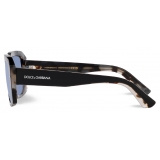 Dolce & Gabbana - Occhiale da Sole Lusso Sartoriale - Nero Havana Specchiate Blu - Dolce & Gabbana Eyewear