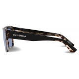 Dolce & Gabbana - Lusso Sartoriale Sunglasses - Black Havana Grey Mirror Blue - Dolce & Gabbana Eyewear