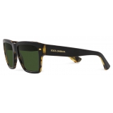 Dolce & Gabbana - Occhiale da Sole Lusso Sartoriale - Nero Avana Giallo Verde Scuro - Dolce & Gabbana Eyewear