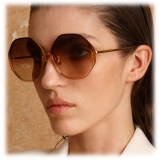 Linda Farrow - Alona Hexagon Sunglasses in Brown Gradient - LFL901C22SUN - Linda Farrow Eyewear